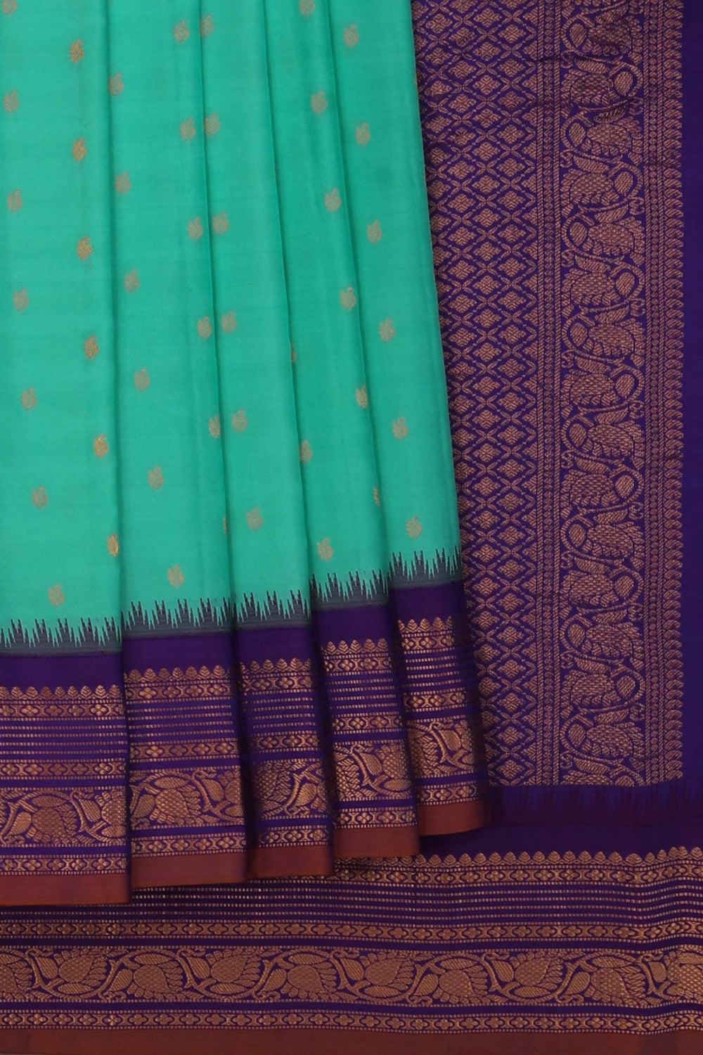 Image of Gadwal Silk Sea Green Saree